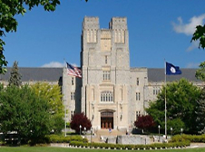 building with flags